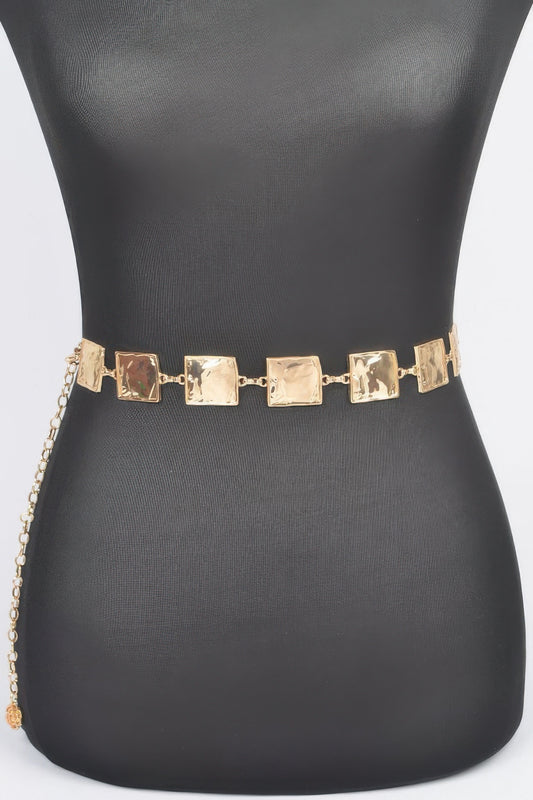 Hammered Square Metal Chain Belt - Tigbul's Variety Fashion Shop