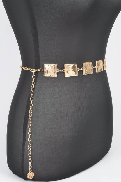Hammered Square Metal Chain Belt - Tigbul's Variety Fashion Shop