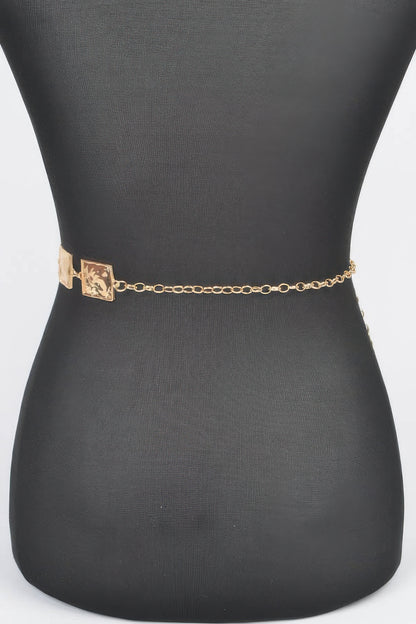 Hammered Square Metal Chain Belt - Tigbul's Variety Fashion Shop