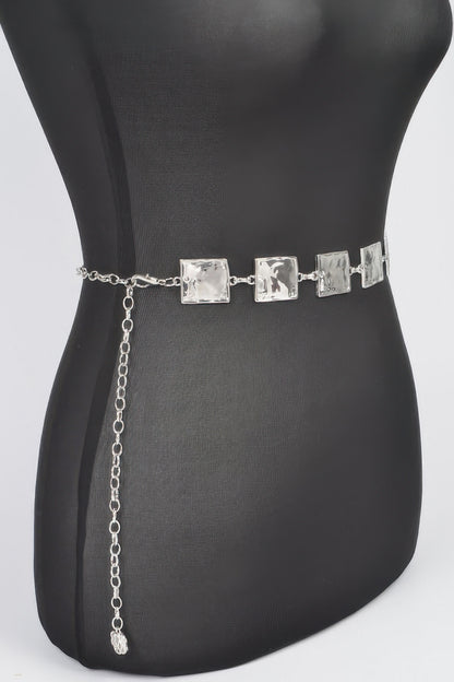 Hammered Square Metal Chain Belt - Tigbul's Variety Fashion Shop