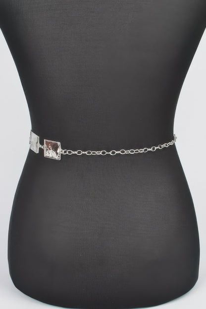 Hammered Square Metal Chain Belt - Tigbul's Variety Fashion Shop