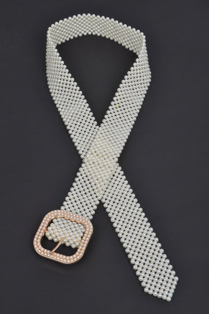 Knitted Ivory Pearl Belt - Tigbul's Variety Fashion Shop