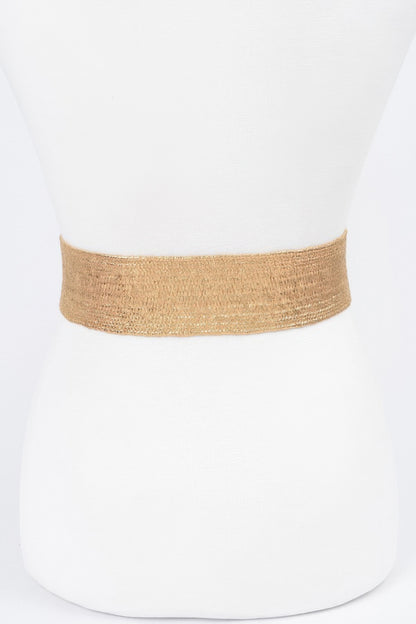 Multi Stone Metallic Straw Stretch Belt - Tigbul's Variety Fashion Shop