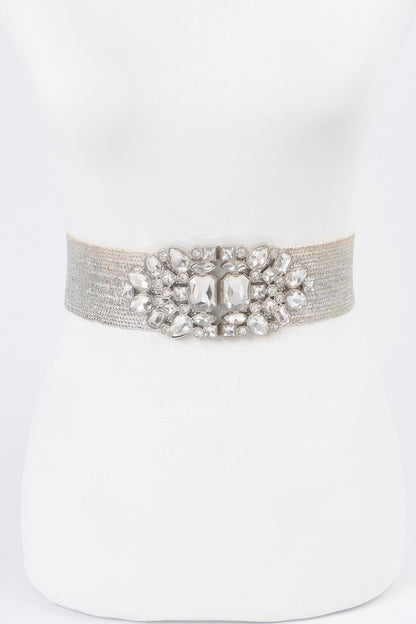 Multi Stone Metallic Straw Stretch Belt - Tigbul's Variety Fashion Shop