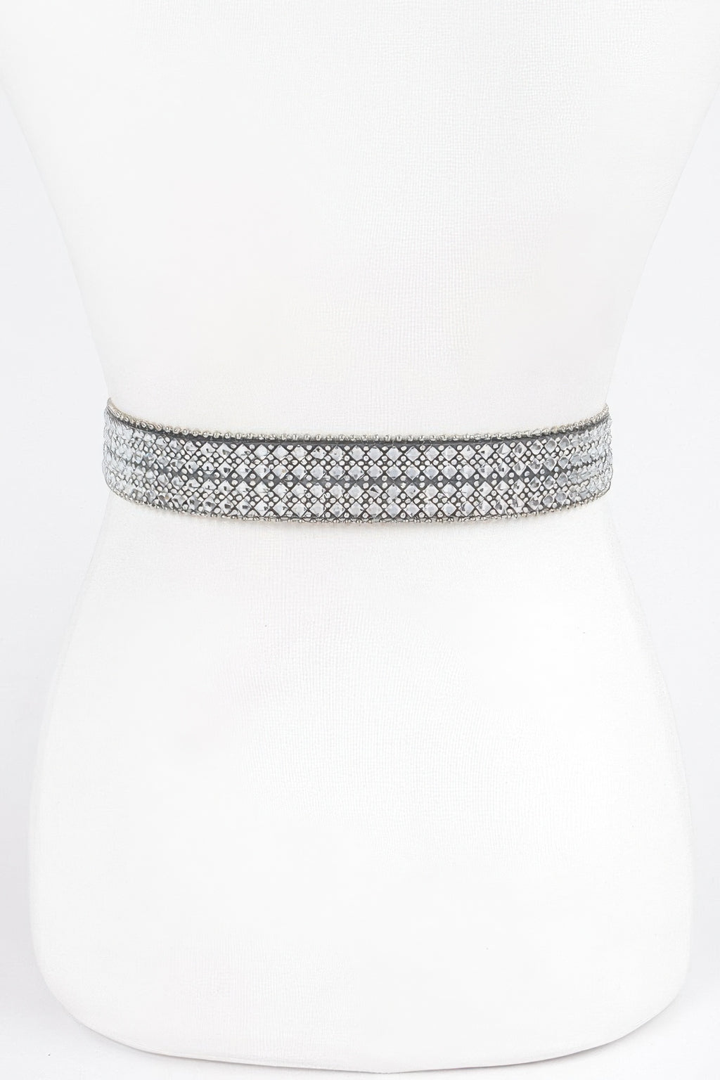 Western rhinestone belt strap, dark hematite tone, tightly faceted stones
