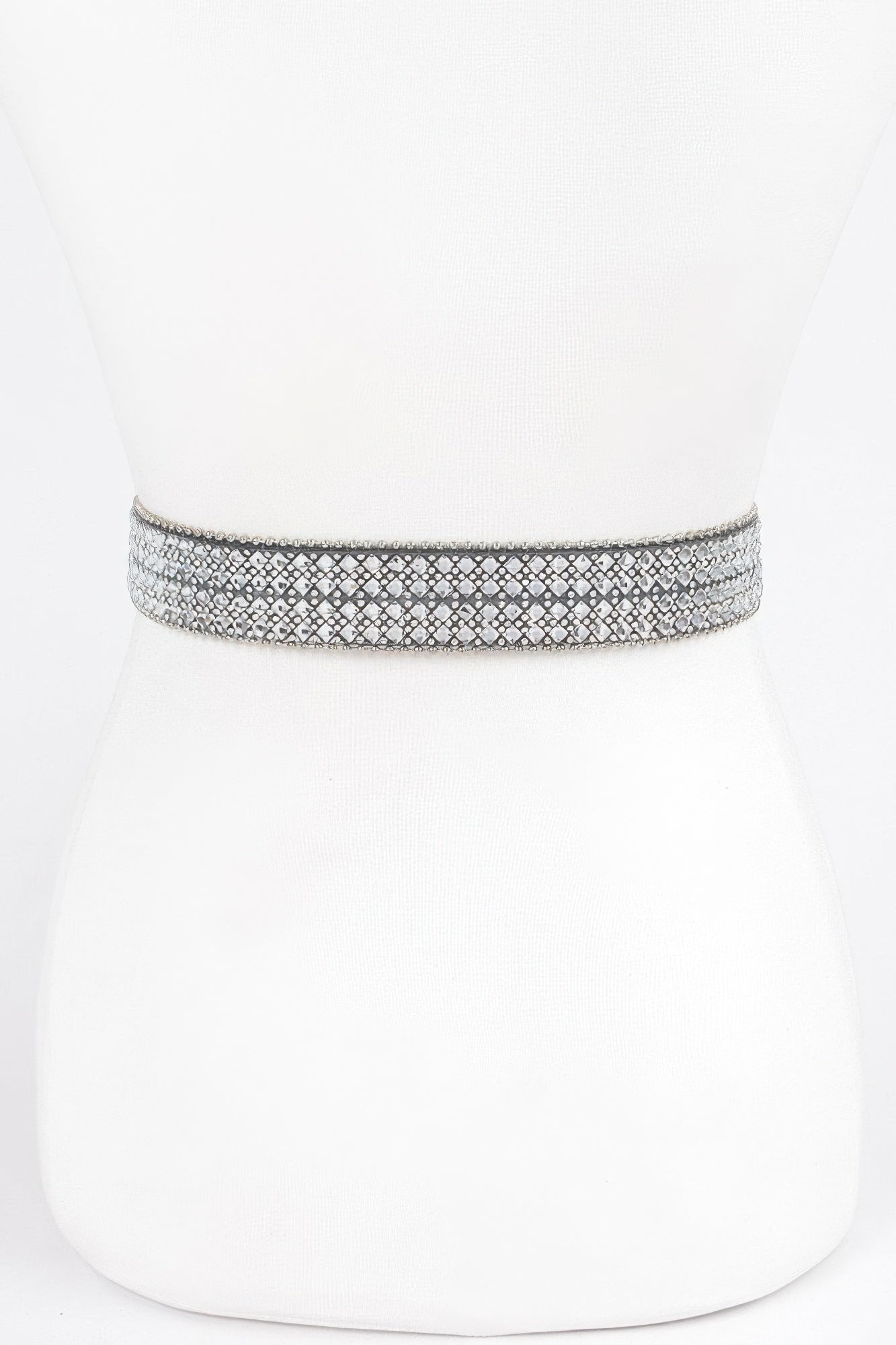 Western rhinestone belt strap, dark hematite tone, tightly faceted stones