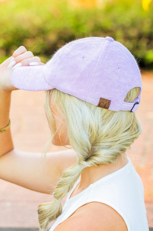 CC terry cloth baseball hat (lavender), curved brim, CC logo patch