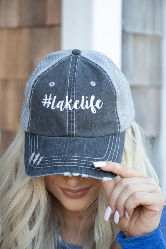 Lakelife Embroidered Trucker Cap Hat - Tigbul's Variety Fashion Shop