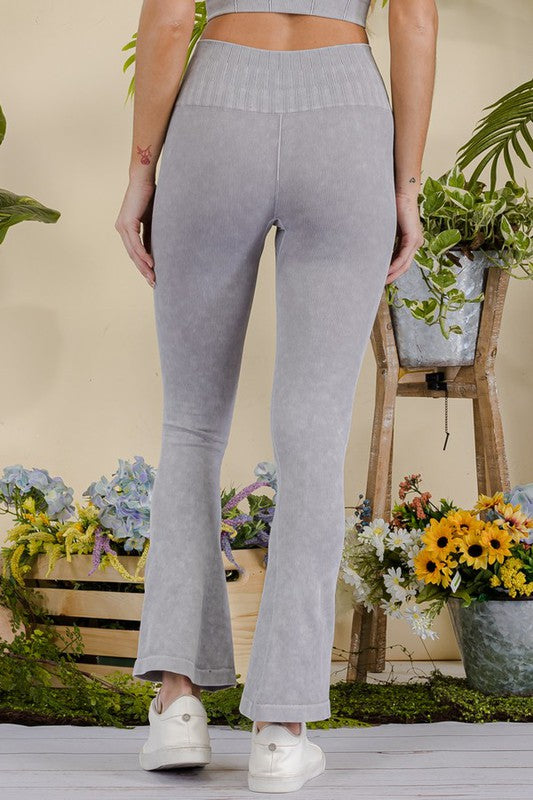Women's Stone Washed Ribbed Yoga Pants - Tigbul's Variety Fashion Shop