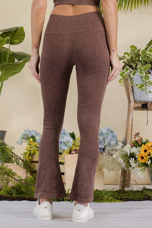 Women's Stone Washed Ribbed Yoga Pants - Tigbul's Variety Fashion Shop