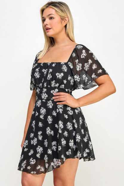 Plus Size Floral Chiffon Dress - Tigbul's Variety Fashion Shop