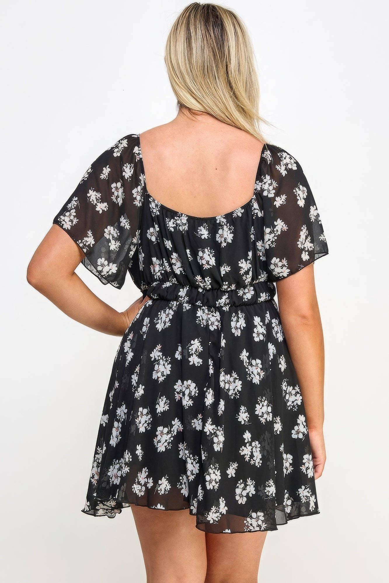 Plus Size Floral Chiffon Dress - Tigbul's Variety Fashion Shop