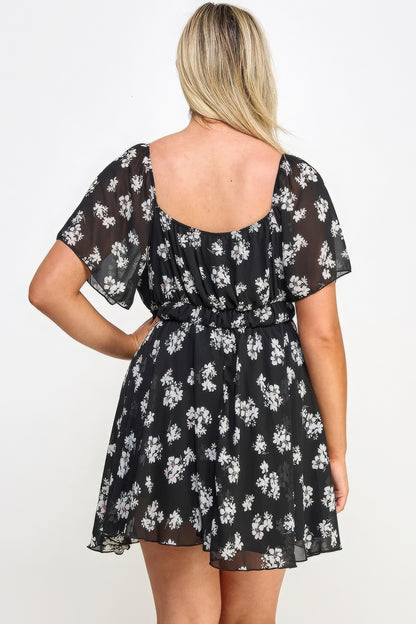 Plus Size Floral Chiffon Dress - Tigbul's Variety Fashion Shop