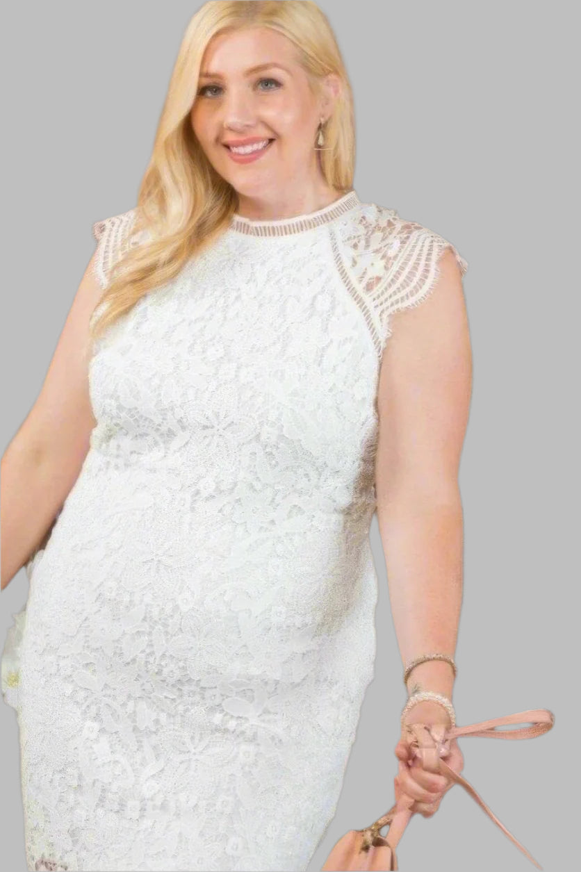 Plus Size Lace Crochet Mini Special Occasion Dress - Tigbul's Variety Fashion Shop