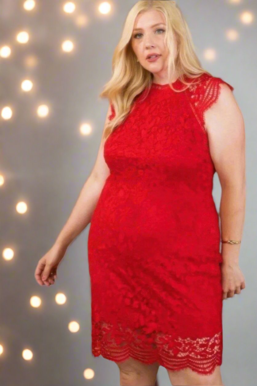 Plus Size Lace Crochet Mini Special Occasion Dress - Tigbul's Variety Fashion Shop