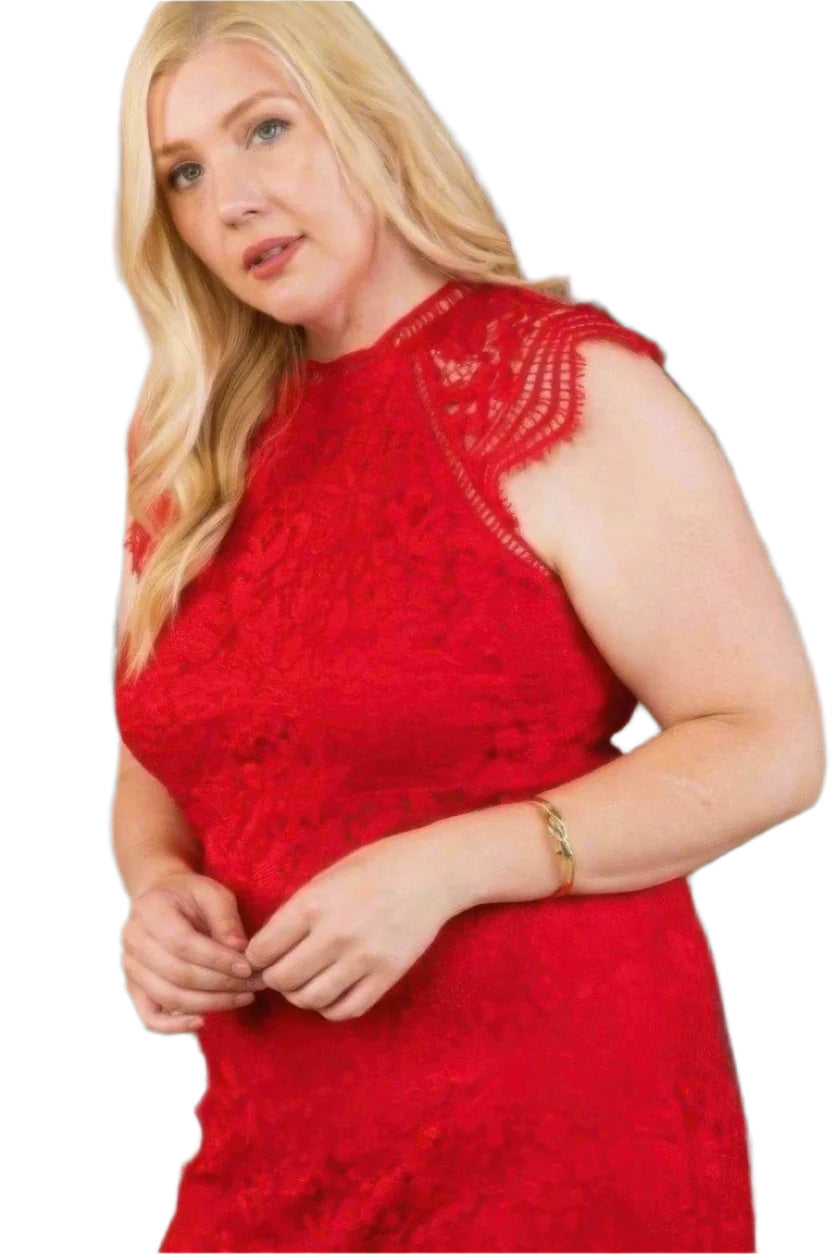 Plus Size Lace Crochet Mini Special Occasion Dress - Tigbul's Variety Fashion Shop