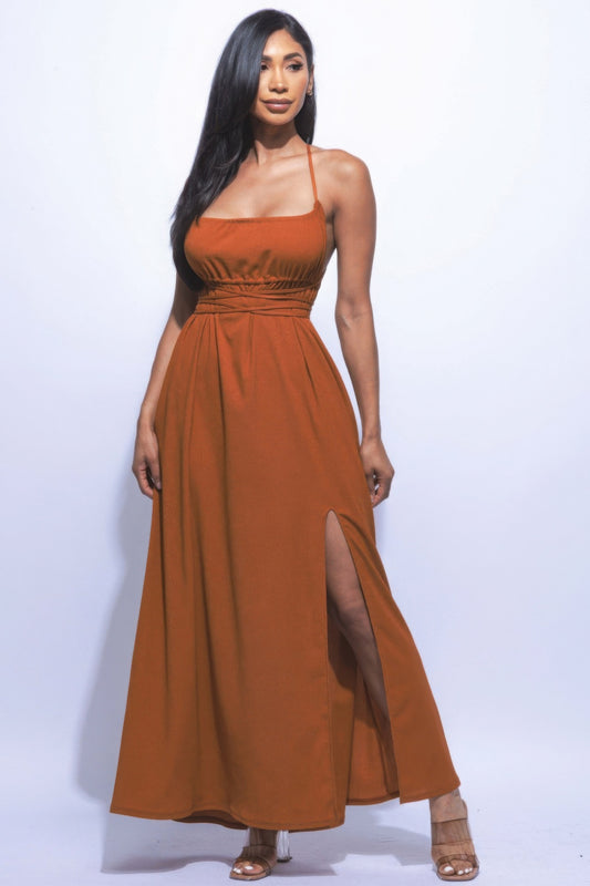 Side Slit Maxi Skirt Dress - Tigbul's Variety Fashion Shop