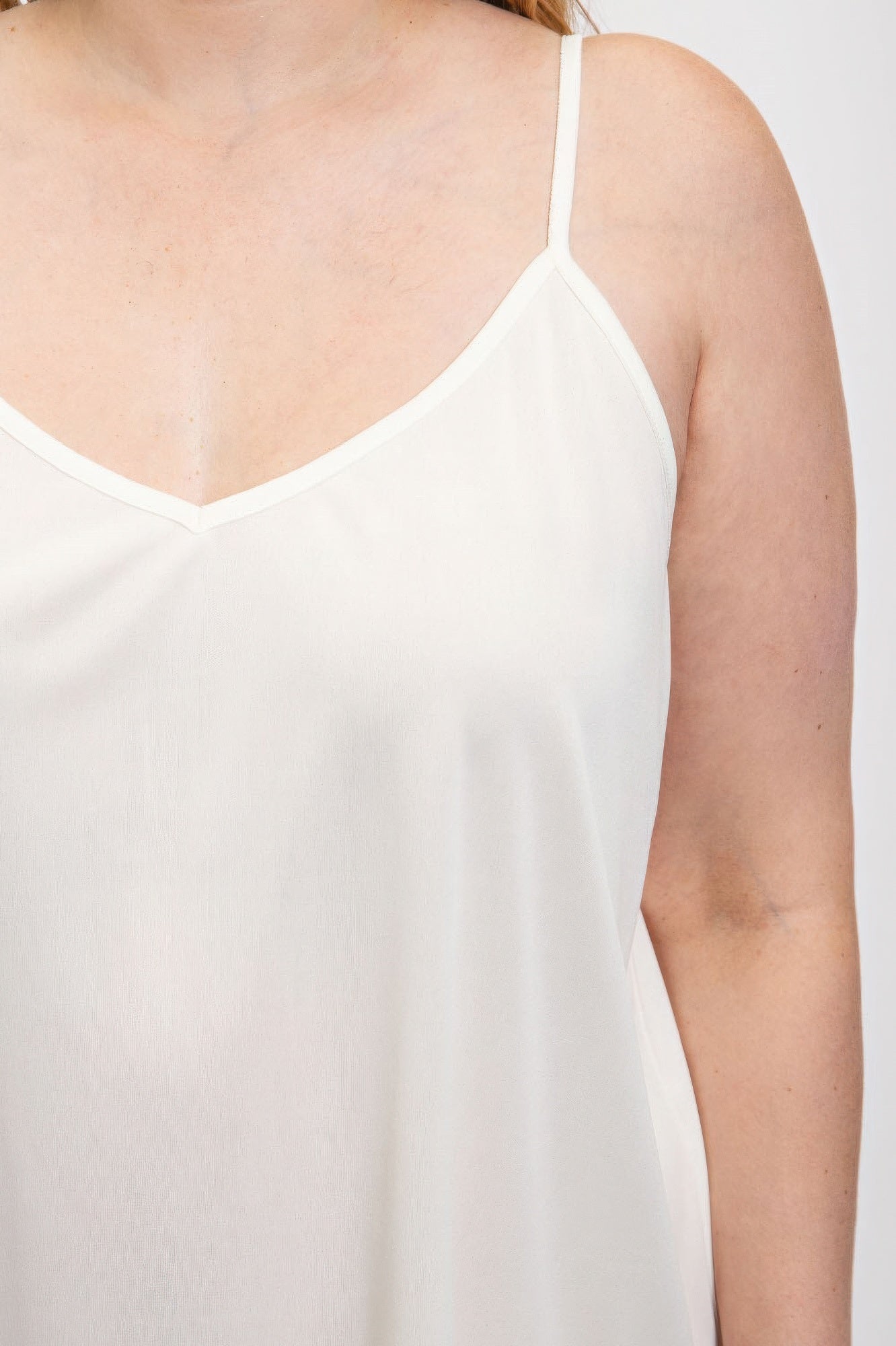White Plus Size V-neck slip dress with adjustable straps - Tigbul's Variety Fashion Shop