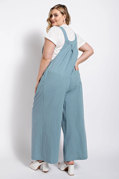 Light Blue Pintuck detail overall with side pockets - Tigbul's Variety Fashion Shop