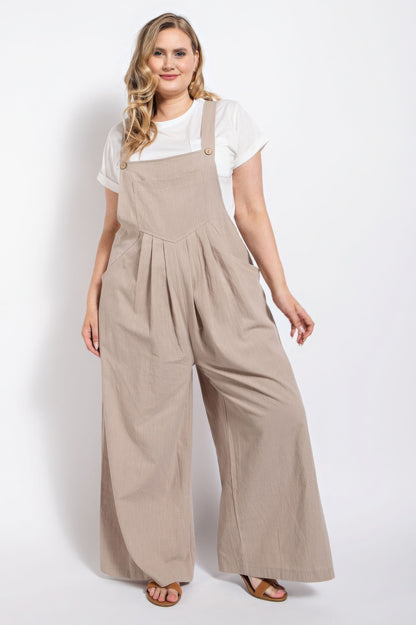 Tan Pintuck detail overall with side pockets - Tigbul's Variety Fashion Shop