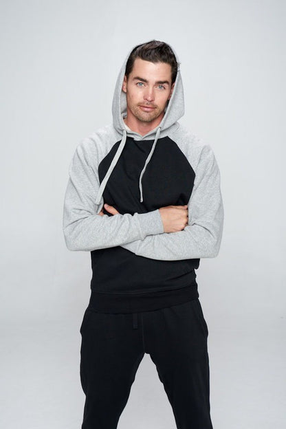 Men's Black Denim Jacket with Gray Fleece Hoodie/Arms - Tigbul's Variety Fashion Shop