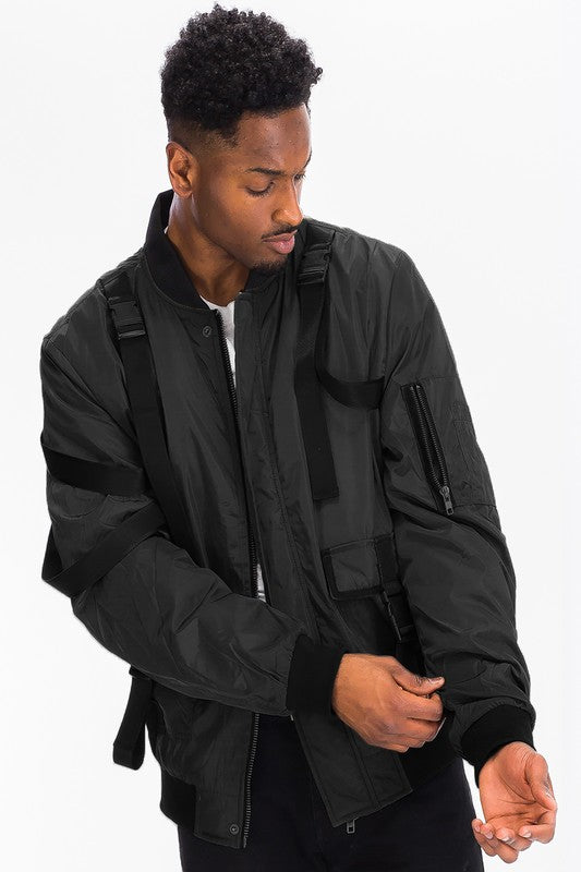 Men's Utility Strap Jacket - Tigbul's Variety Fashion Shop