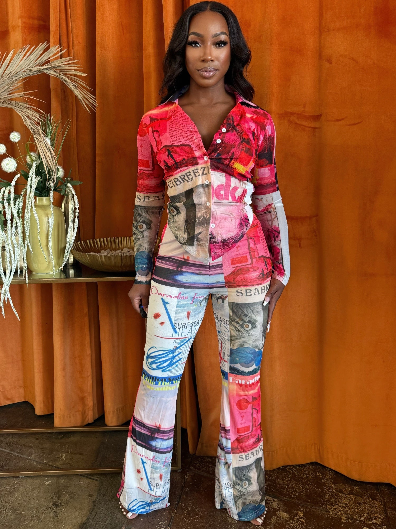 Paradise Inn Printed Pants Set - Tigbul's Variety Fashion Shop