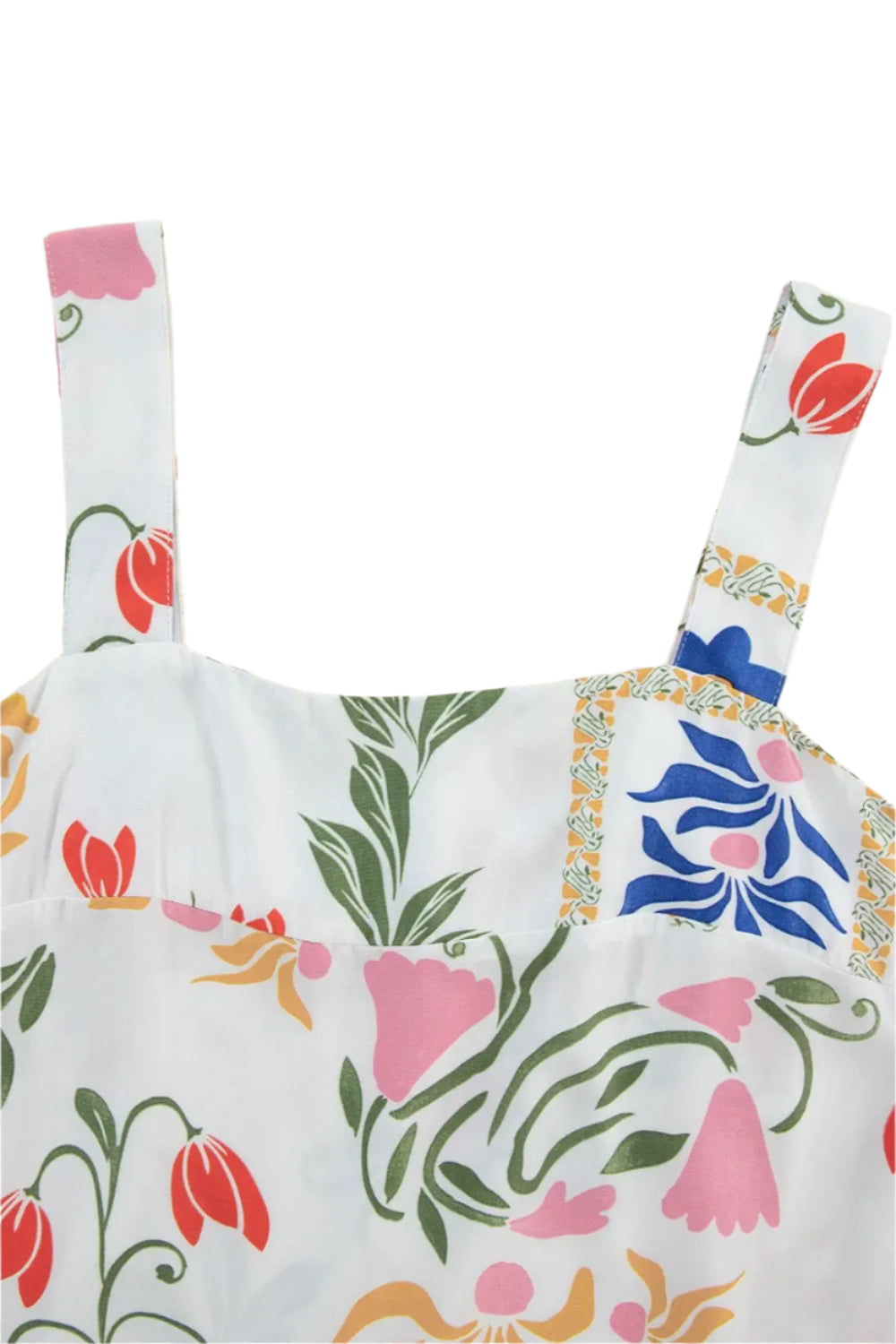 Size Large White Printed Square Neck Top and Pants Set - Tigbul's Variety Fashion Shop