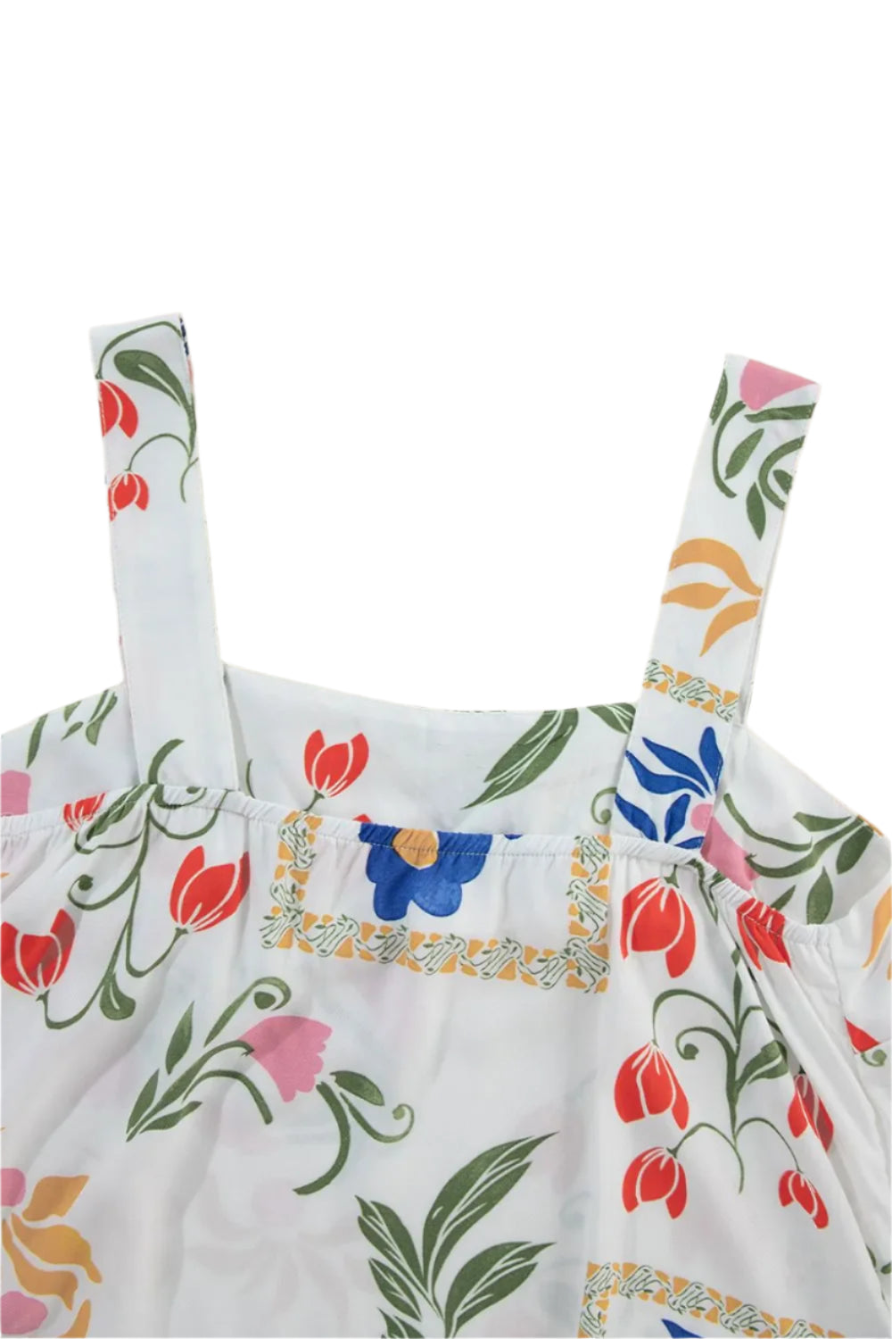 Size Large White Printed Square Neck Top and Pants Set - Tigbul's Variety Fashion Shop