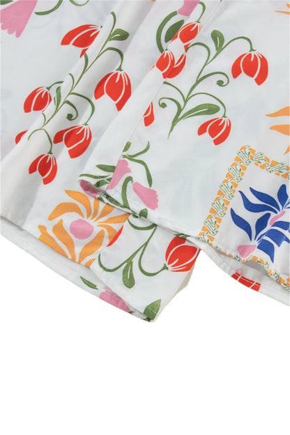 Size Large White Printed Square Neck Top and Pants Set - Tigbul's Variety Fashion Shop