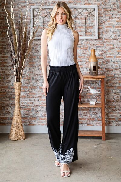 Black Damask Casual Pants Size Small up to 3XL - Tigbul's Variety Fashion Shop