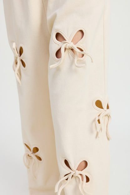 French Terry Pants With Cutout Details - Tigbul's Variety Fashion Shop