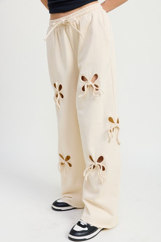French Terry Pants With Cutout Details - Tigbul's Variety Fashion Shop