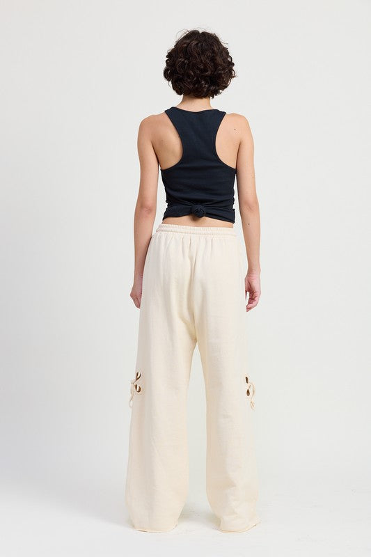 French Terry Pants With Cutout Details - Tigbul's Variety Fashion Shop