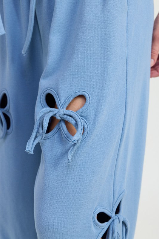 French Terry Pants With Cutout Details - Tigbul's Variety Fashion Shop