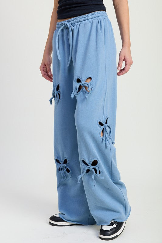 French Terry Pants With Cutout Details - Tigbul's Variety Fashion Shop