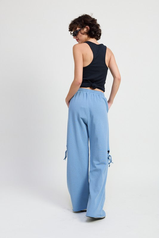 French Terry Pants With Cutout Details - Tigbul's Variety Fashion Shop