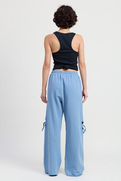 French Terry Pants With Cutout Details - Tigbul's Variety Fashion Shop
