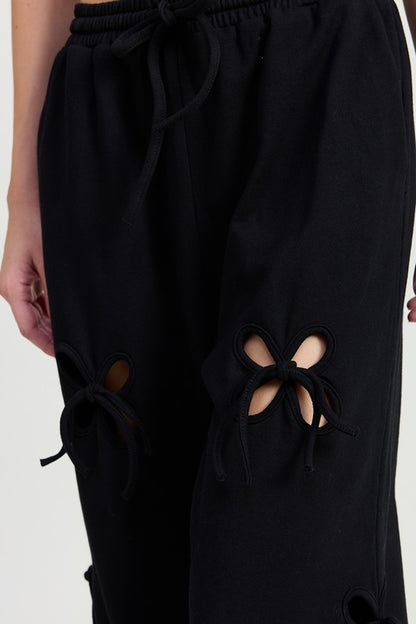 French Terry Pants With Cutout Details - Tigbul's Variety Fashion Shop