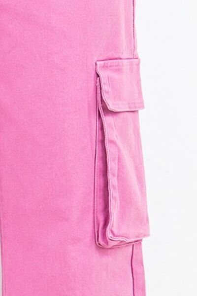 Fuchsia Pink Drawstring Wide Leg Cargo Pants - Tigbul's Variety Fashion Shop