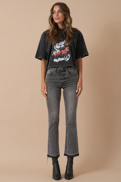 Gray High Rise Bootcut Cropped Denim Jean Pants - Tigbul's Variety Fashion Shop