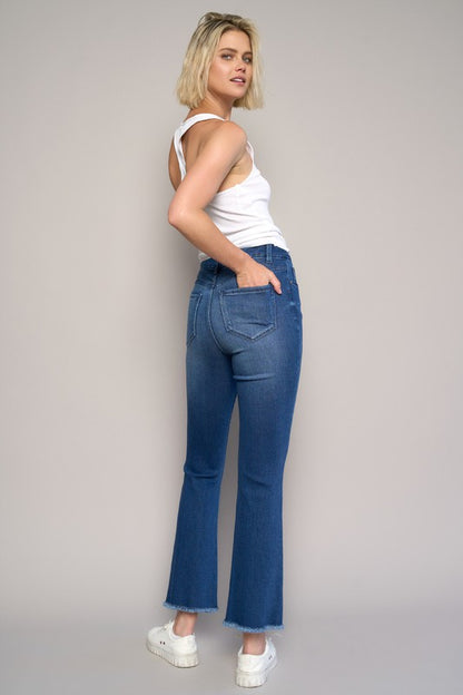 High Rise Cropped Boot Cut Denim Jean Pants - Tigbul's Variety Fashion Shop