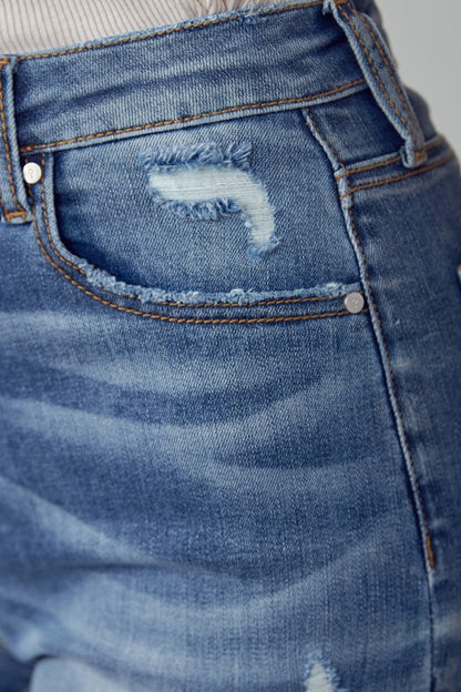 High Rise Distressed Girlfriend Jeans - Tigbul's Variety Fashion Shop