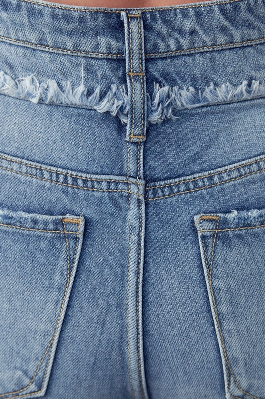 High Rise Double Waistband Released Hem Jeans - Tigbul's Variety Fashion Shop