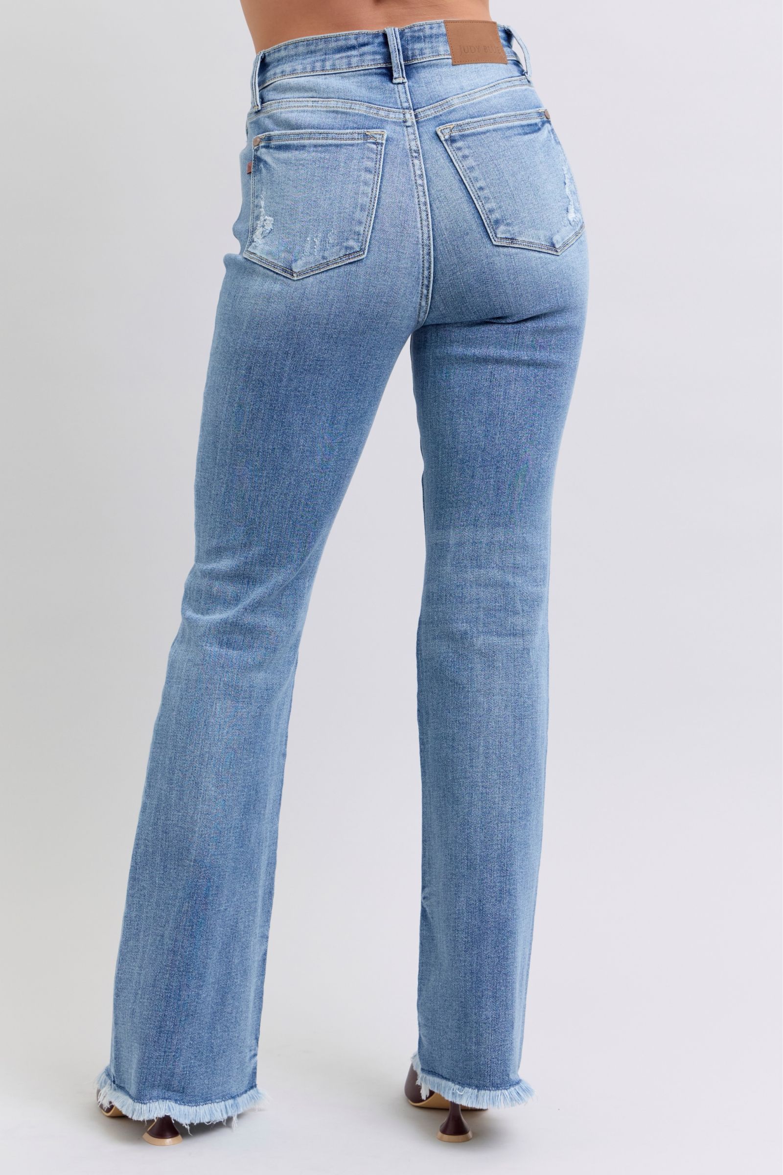 Judy Blue Full Size Raw Hem High Rise Bootcut Jeans - Tigbul's Variety Fashion Shop