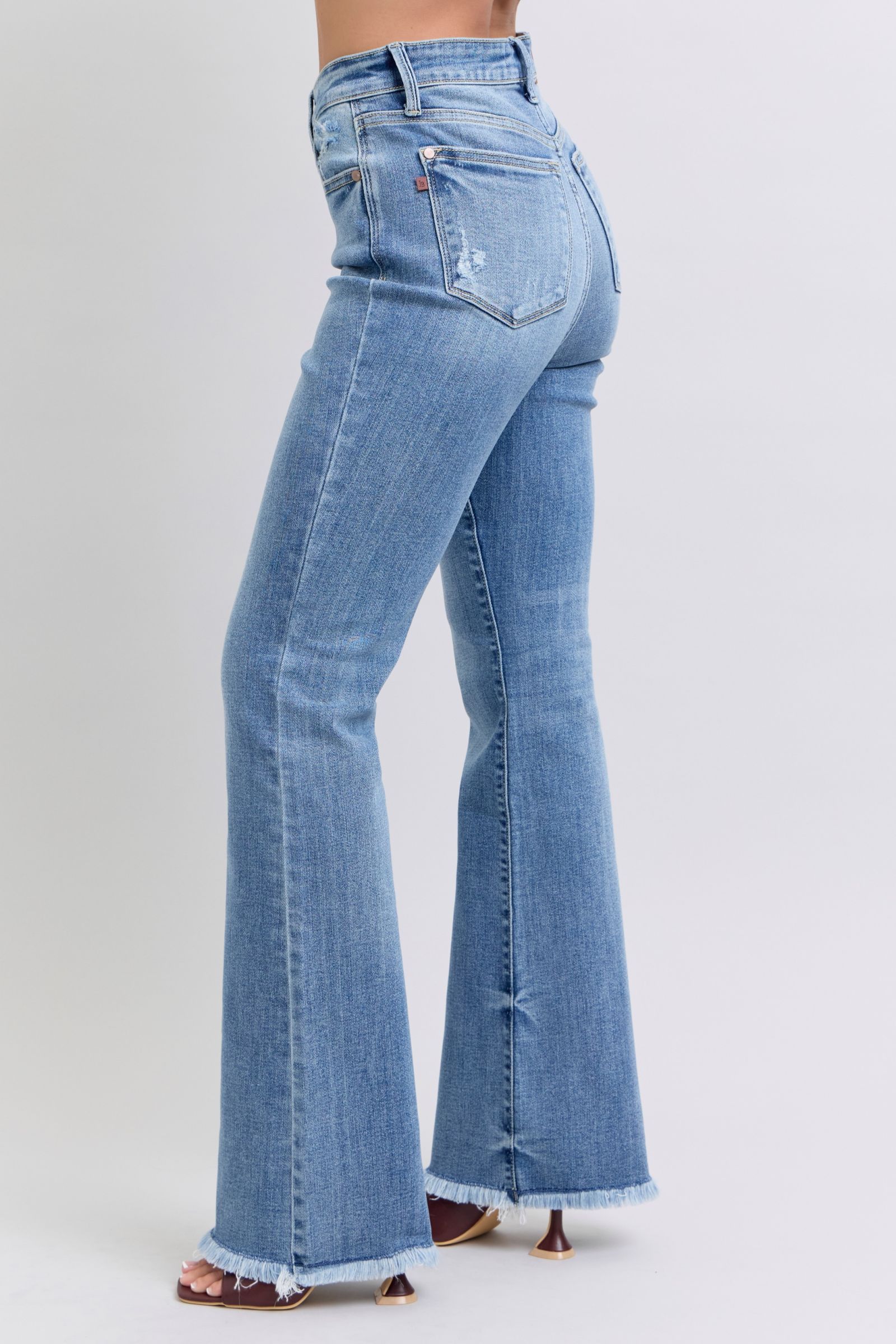 Judy Blue Full Size Raw Hem High Rise Bootcut Jeans - Tigbul's Variety Fashion Shop