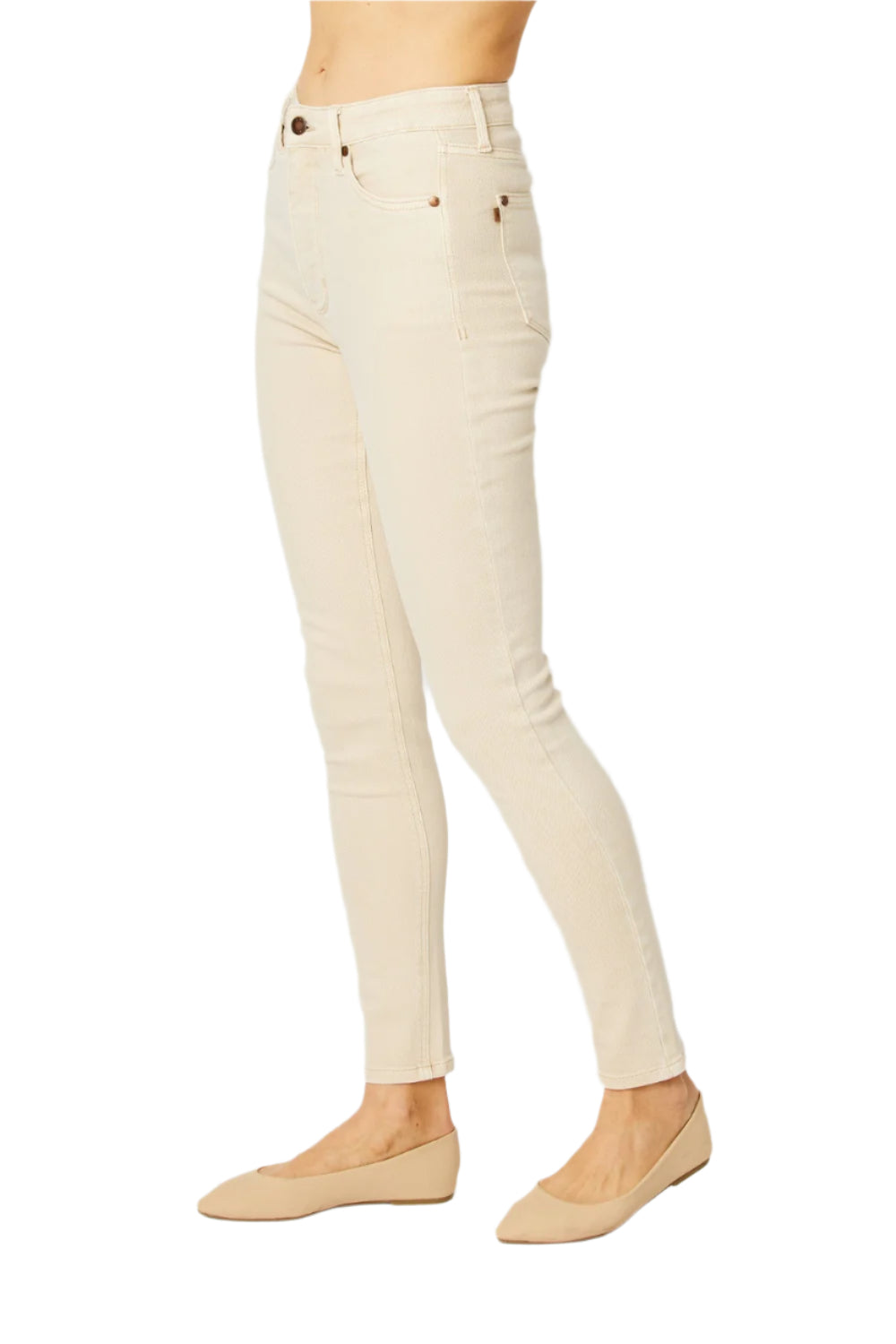 Judy Blue Garment Dyed Ivory Tummy Control Jeans Sizes 1-24W - Tigbul's Variety Fashion Shop