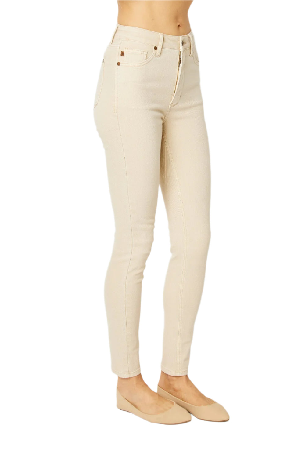 Judy Blue Garment Dyed Ivory Tummy Control Jeans Sizes 1-24W - Tigbul's Variety Fashion Shop