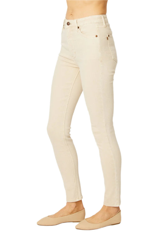 Judy Blue Garment Dyed Ivory Tummy Control Jeans Sizes 1-24W - Tigbul's Variety Fashion Shop