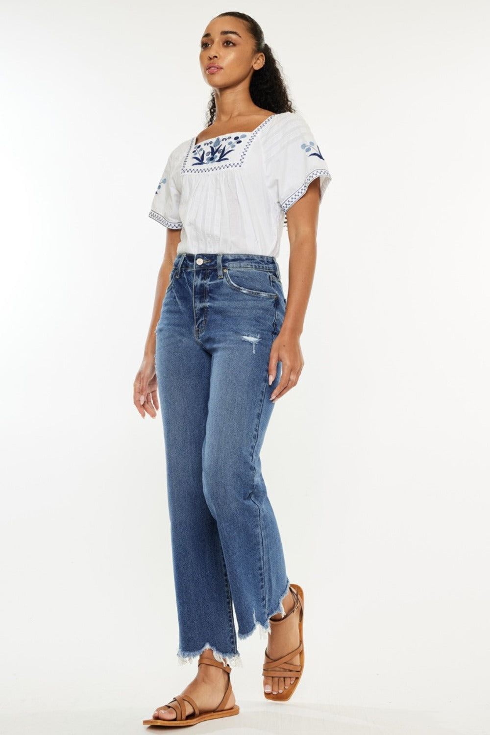 Kancan Size 0 to 22W High Rise Slim Wide Leg Blue Jeans - Tigbul's Variety Fashion Shop